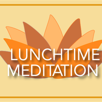lunchtime meditation banner with orange lotus